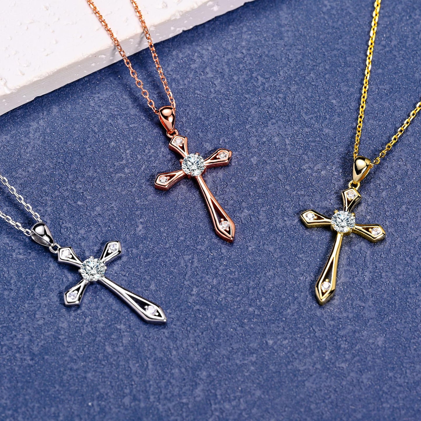 QUALISE Cross Necklace for Women,925 Sterling Silver Birthstone Necklace,Garnet-January Birthstone Cross Necklace，Faith Religious Fine Jewelry Valentines Day Gifts Birthday Holiday Gifts for Her