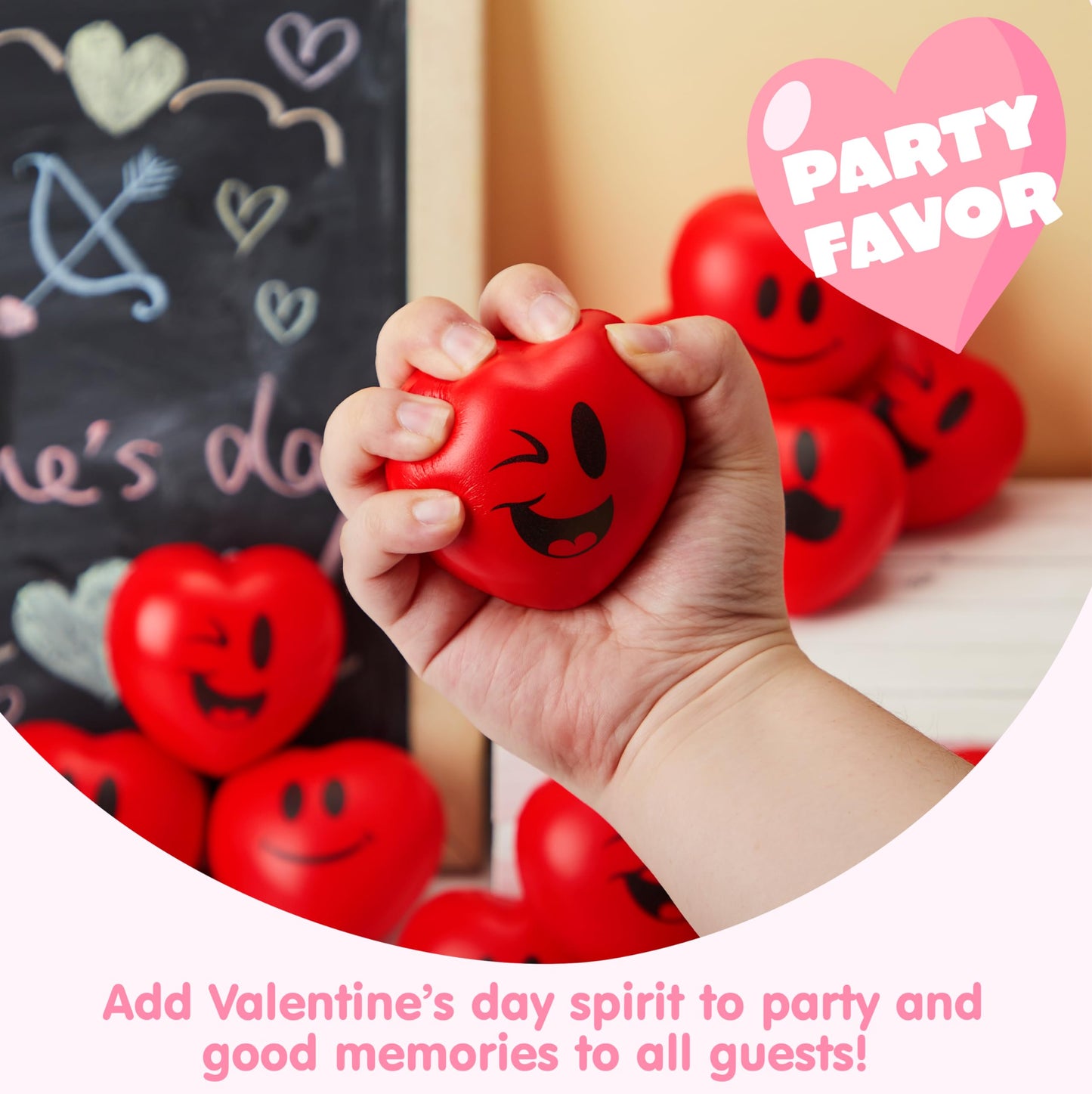 JOYIN 15 PCS Valentines Day Heart Shaped Stress Relief 3“ Balls for Kids Party Favors, School Classroom Exchange Prizes Gift