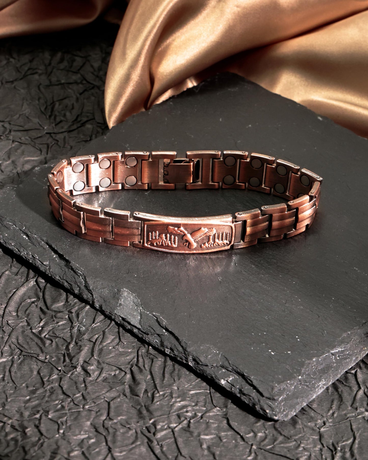 Desnuage Copper Bracelet for Men - Vintage Adjustable Magnetic Copper Bracelet Engraved Eagle Design Retro Men Copper Jewelry Daily Wear Health Bracelet