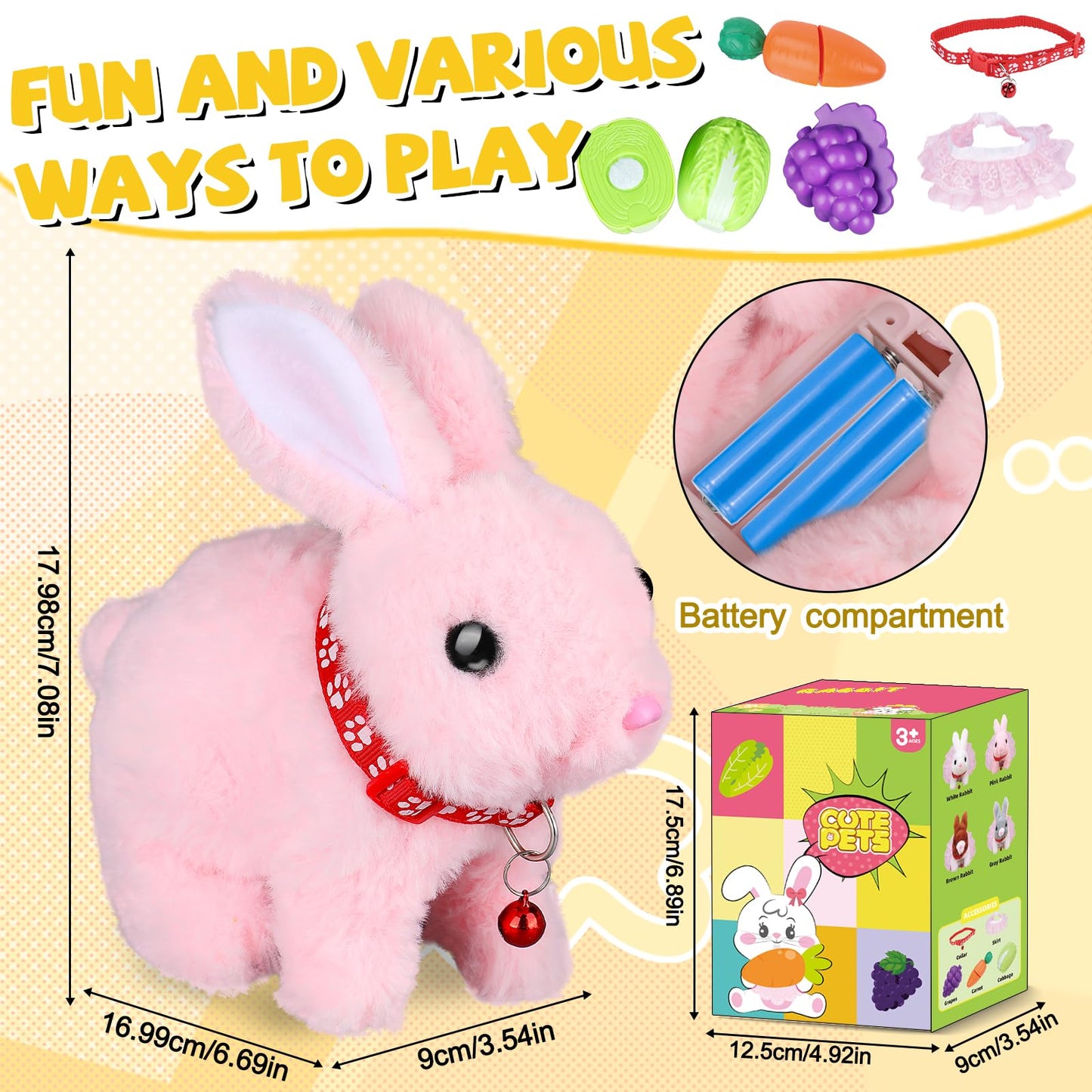 Jimate Bunny Toys for Kids Aged 3-7, Hopping Bunny Toy with Realistic Jumping, Wiggling Ears, and Sound Effects, Ideal Rabbit Toys for Girls and Boys for Birthdays, Easter