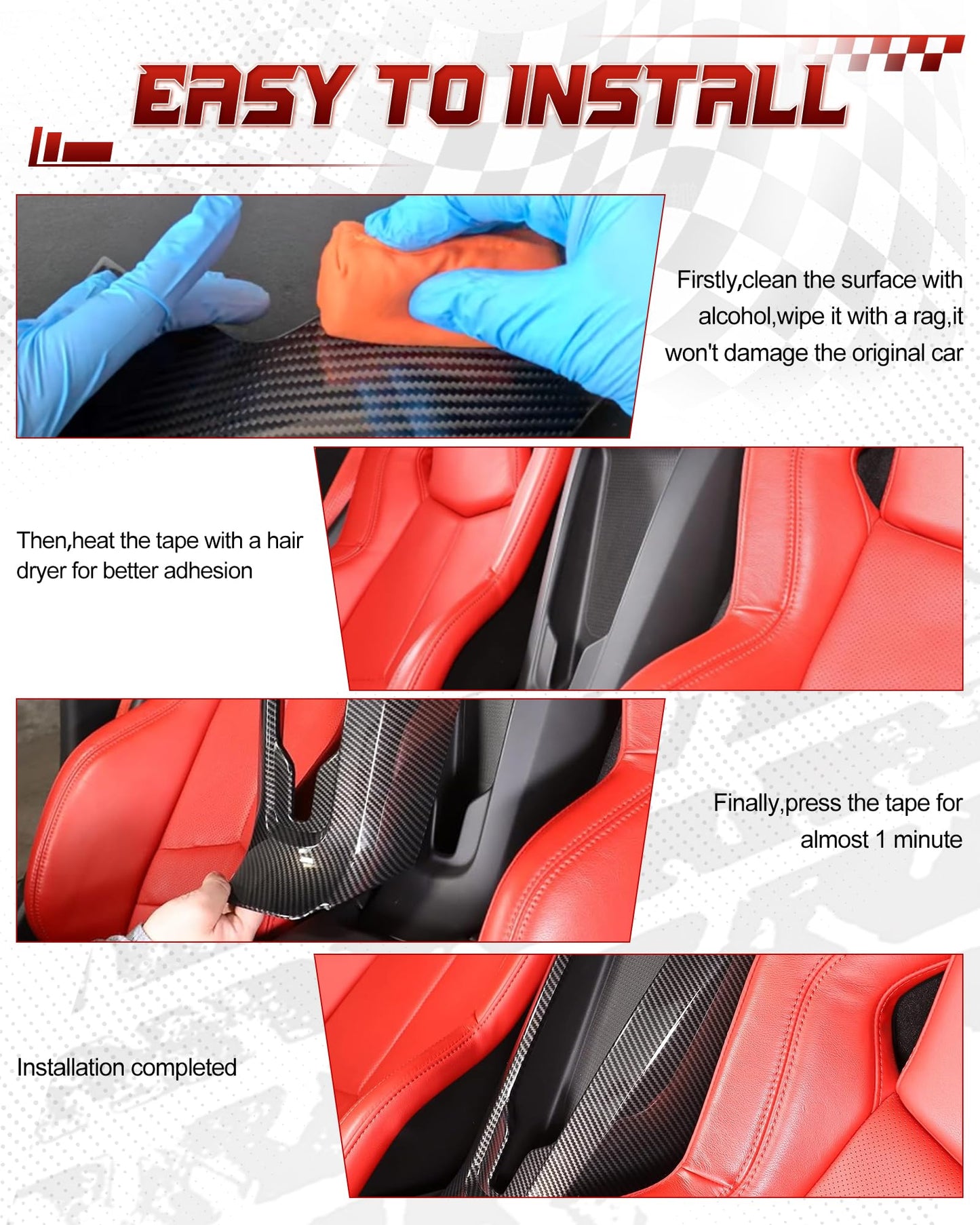 NUBEHONE C8 Carbon Fiber Interior Center Control Cover Trim Fit for Chevrolet Corvette C8 2020-2025 Stingray Z51 Z06 E-Ray Carbon Fiber Waterfall Cover Trim Central Gear Shift Panel Cover Trim