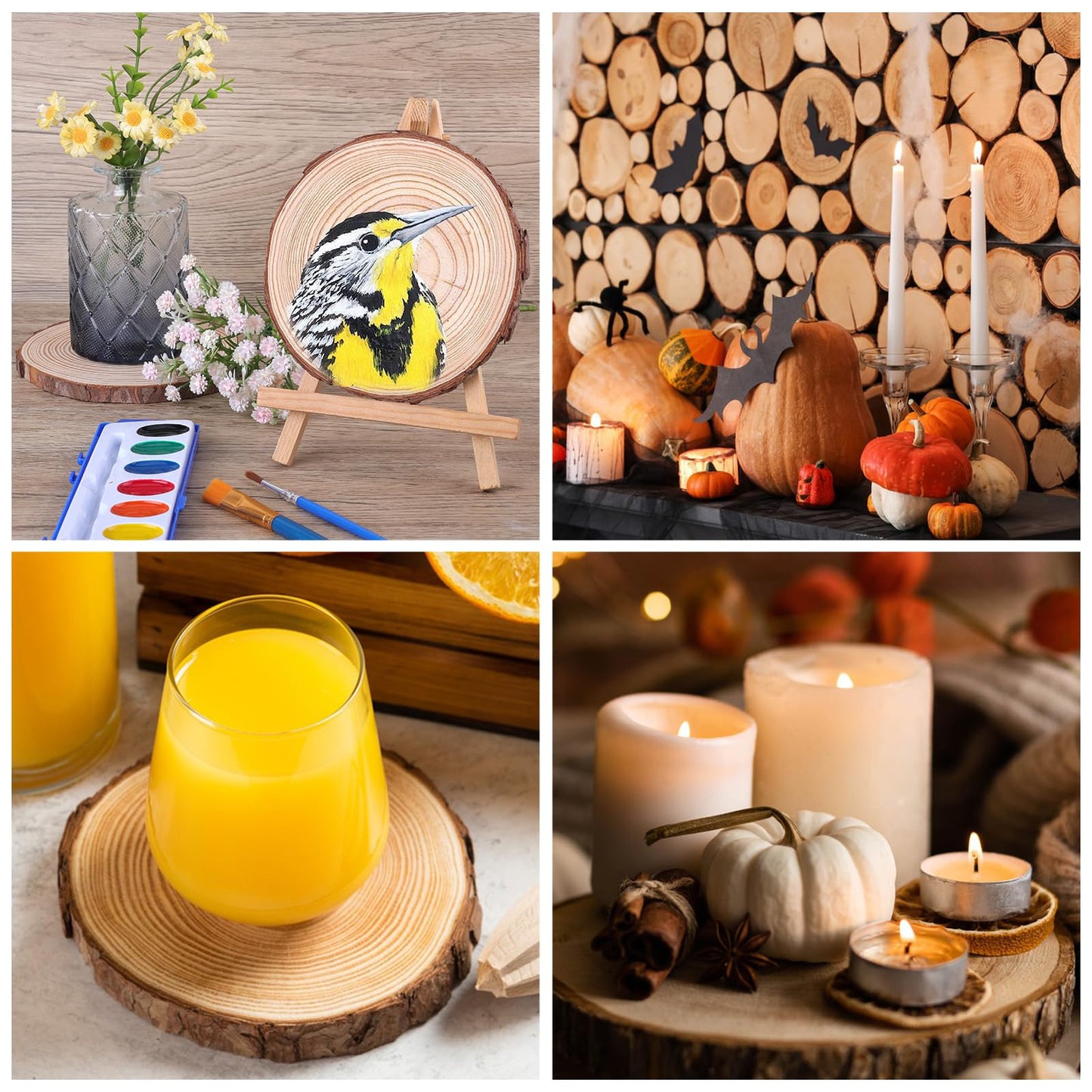 20 Pcs Unfinished Natural Wood Slices for Centerpieces.5.1-5.5 Inch Wood Rounds for Crafts. Wood Circles with Tree Bark for DIY Crafts,Centerpiece Table Decorations.Baby Shower centerpieces.