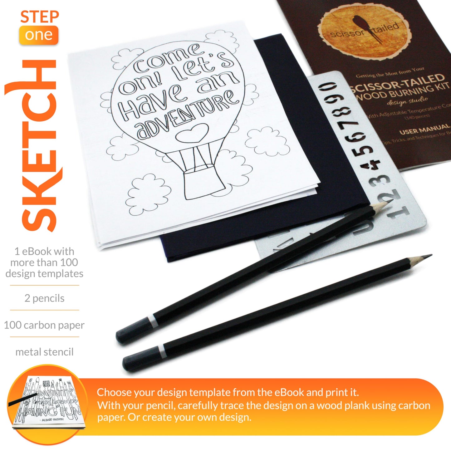 Scissor-Tailed Beginners Wood Burning Kit 140 Pieces. Best Gift Idea for Art & Craft Kit Lovers. Woodburning DIY Hobby Kits with 9 Large Wooden Plaques to Make Unique Wood Burning Projects