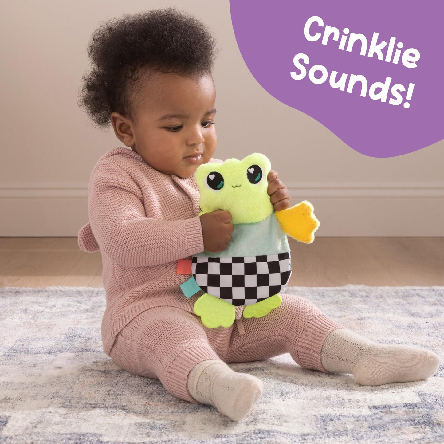 Lamaze Crinklies - Finlee the Frog Crinkle Toy - High Contrast Baby Toys for Sensory Development - Baby Gifts with Fun Textures and Patterns - Ages 0 Months and Up