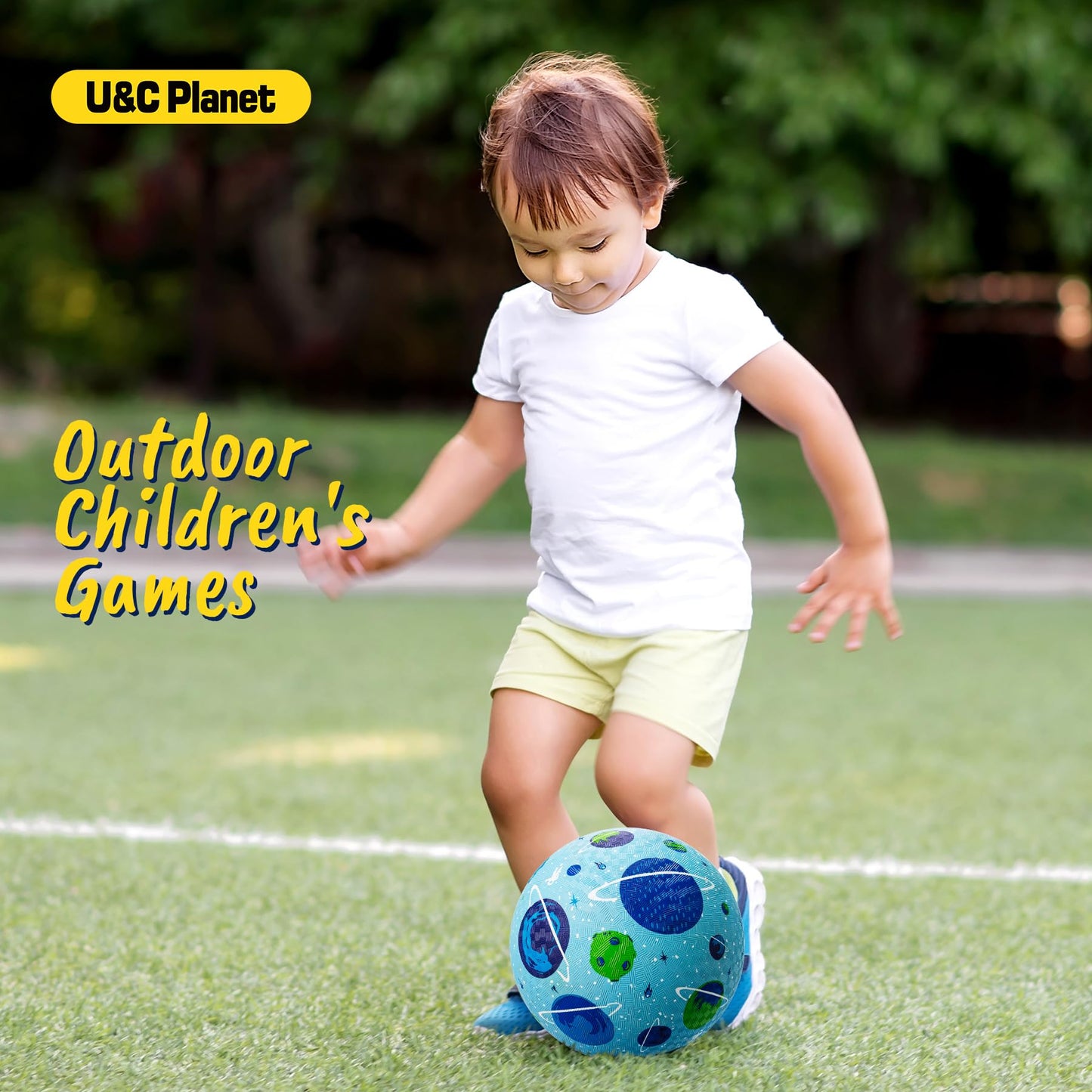Playground Balls for Toddlers 1-3, 2 Pack 8.5 inch Kickball for Kids Outdoor Indoor, Catoon Dinosaur Planet Rubber Balls with Pump, Child Gift for Boys Girls 1-3 3-5 5-10, Easter Basket Stuffers
