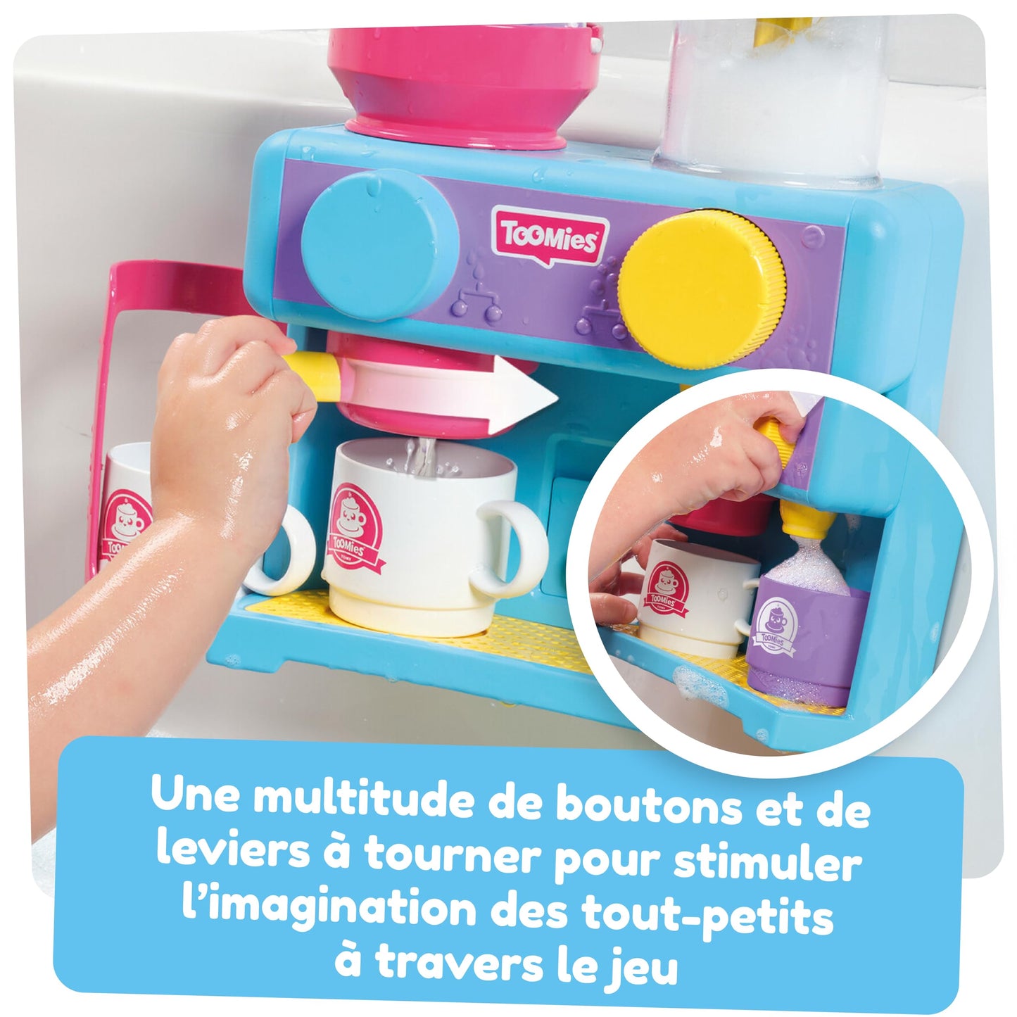 Toomies Bizak 30693547 Bathtub Coffee Maker with All Kinds of Accessories Such as Three Cups, Sugar Bowl, frother, Recommended for Children from 18 Months