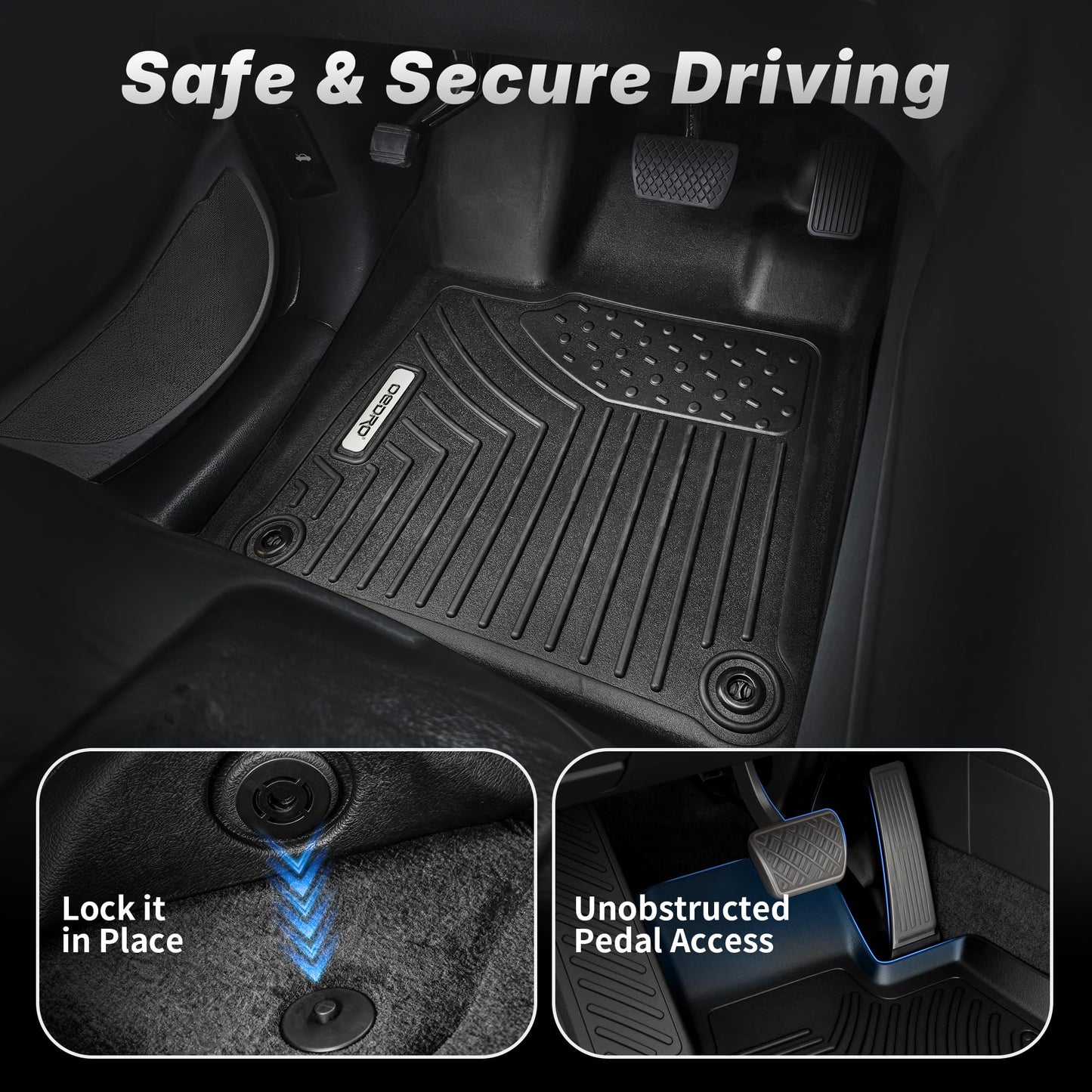 OEDRO Floor Mats Fit for 2019-2026 Chevy Silverado/GMC Sierra Denali 1500 & 2020-2026 Silverado/Sierra 2500HD/3500HD Crew Cab Without Rear Underseat Storage Box, TPE All-Weather Car Mats, Black