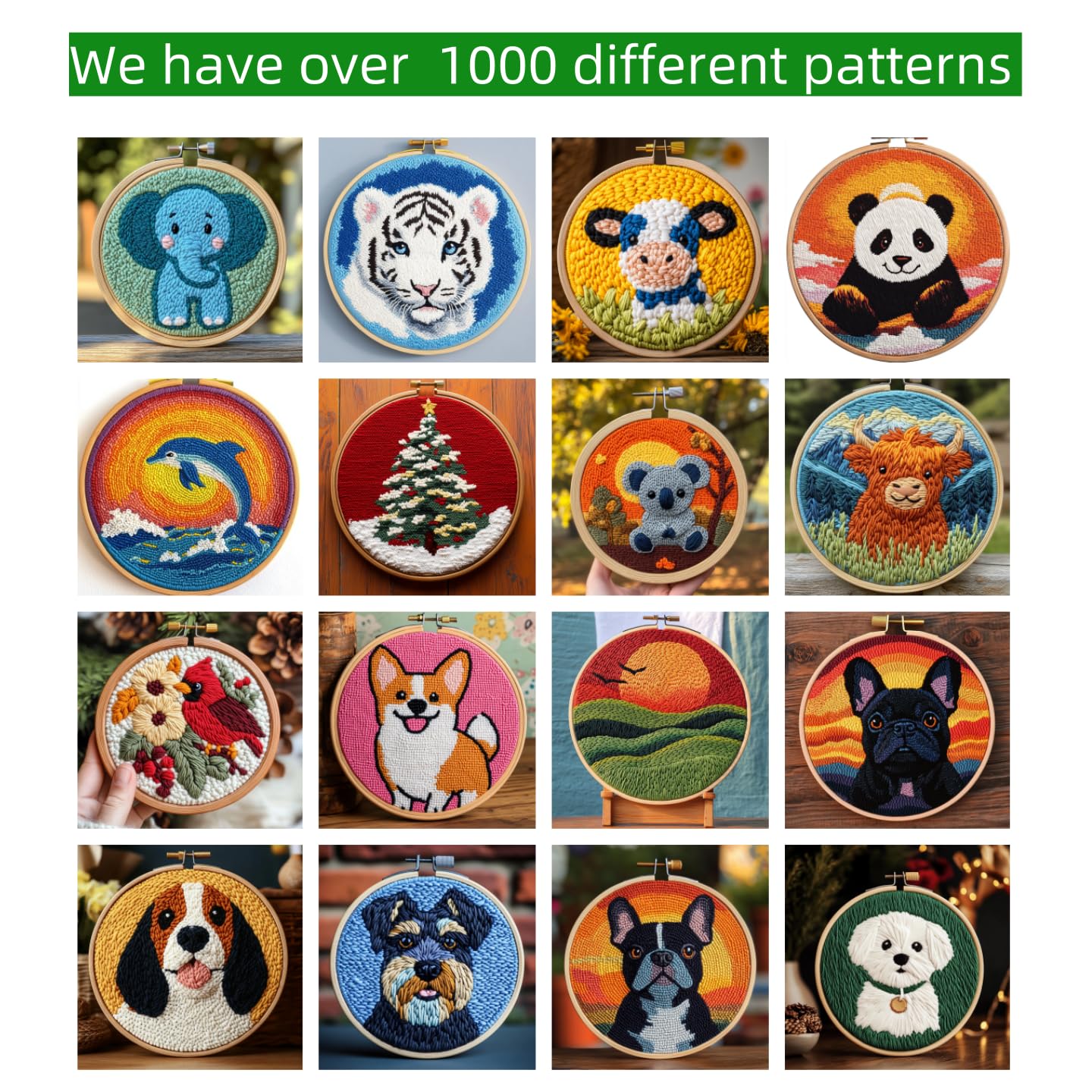 DIY Punch Needle Kits for Beginners Cute Cartoon Brown Dachshund Dog with Hoop Embroidery Punch Needle Starter Craft Set Easy for Adults and Children Festival Gift and Decoration 20x20cm-6