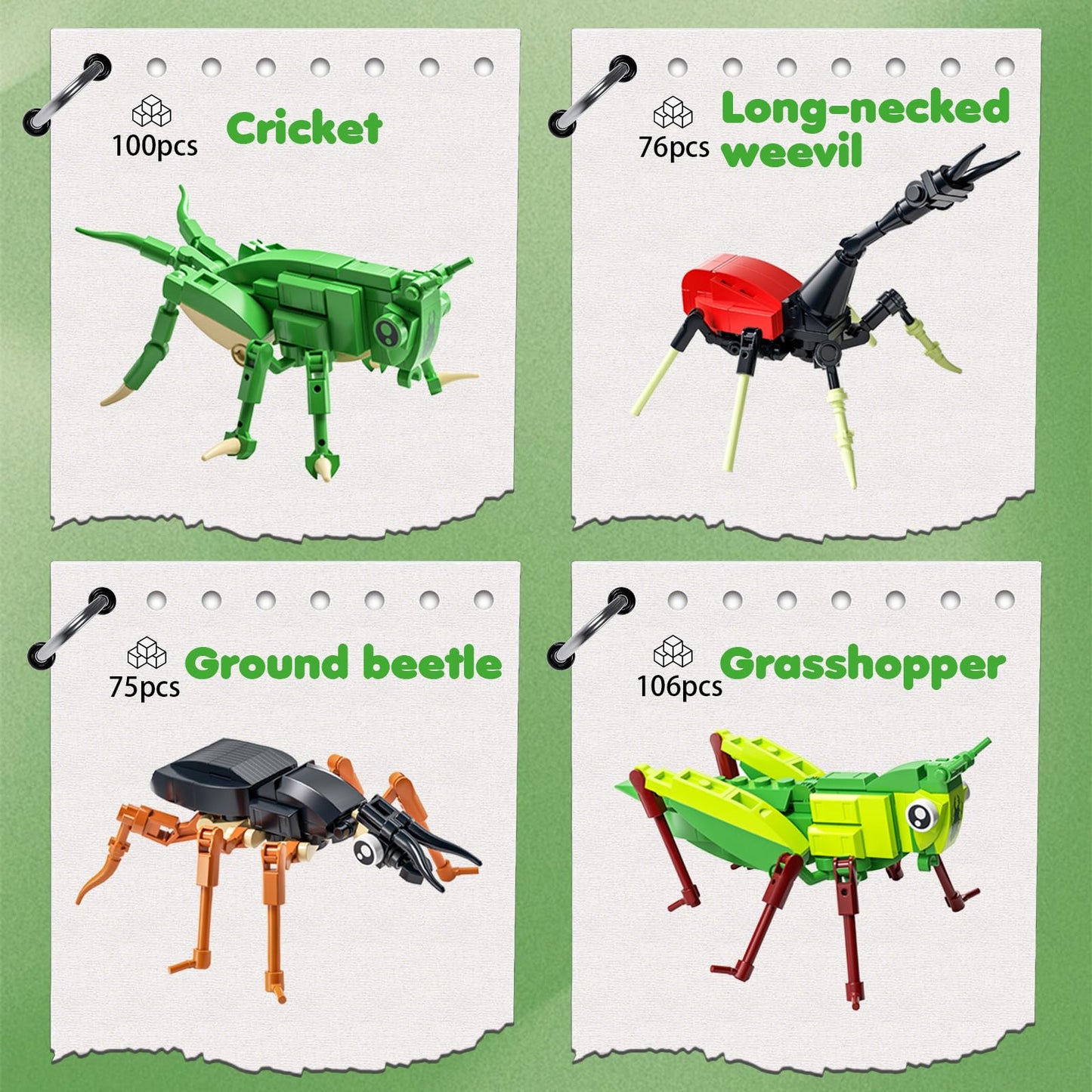 Flubecrux Bugs Insects Collection Building Sets, 8 in 1 Animals Party Favors Toys for Kids, Bugs Building Kits Nature Home Display Decor, Birthday Xmas Gift Idea for Boys and Girls 6 8 12+