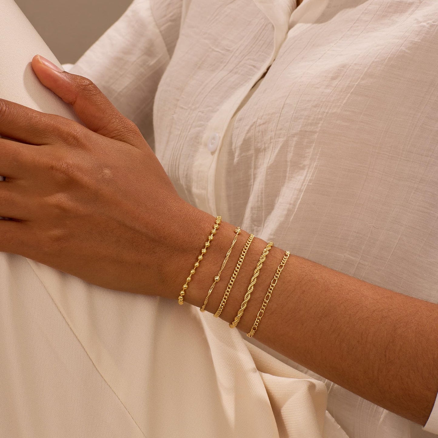 Gold Bracelets for Women, Dainty 14K Gold Plated Bracelet Stack for Women Trendy CZ Tennis Paperclip Cuban Chain Stackable Adjustable Waterproof Link Bracelet Jewelry Set Fashion Accessories Gifts