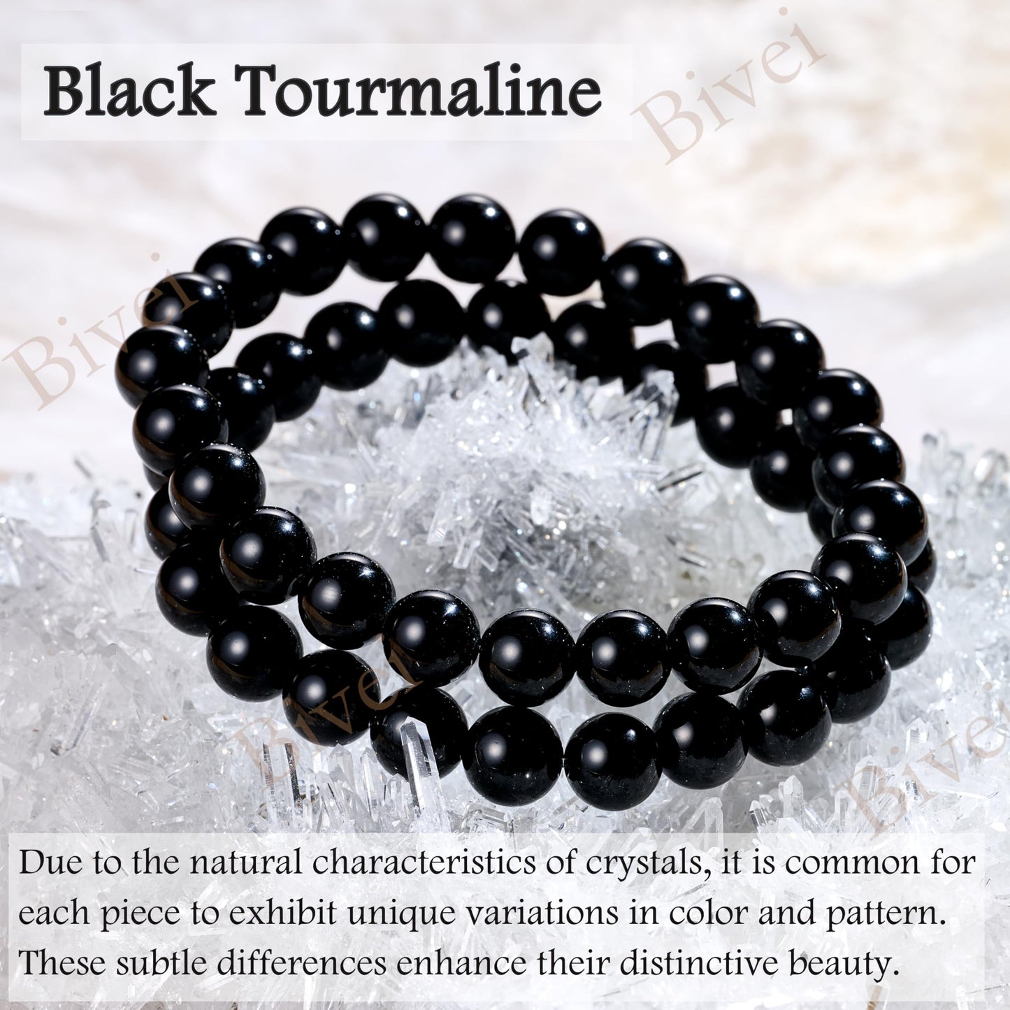 Black Tourmaline - Protection and Grounding - 8mm Beaded Bracelets for Women Handmade Semi Precious Natural Stone Stretch Elastic Jewelry Yoga Protection Gifts