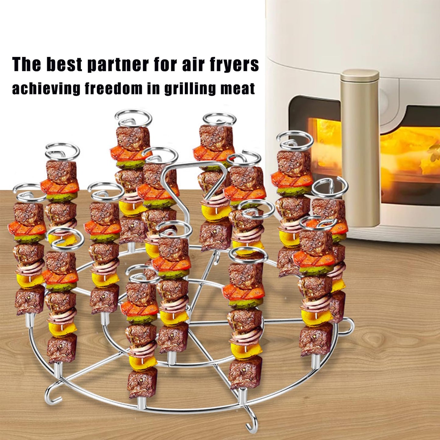 Skewers for Grilling Metal Kabob Skewer Air Fryer Stand Compatible 6QT Air Fryers for Grilling Home Kitchen Kabobs Appetiser、Fruit 、Party