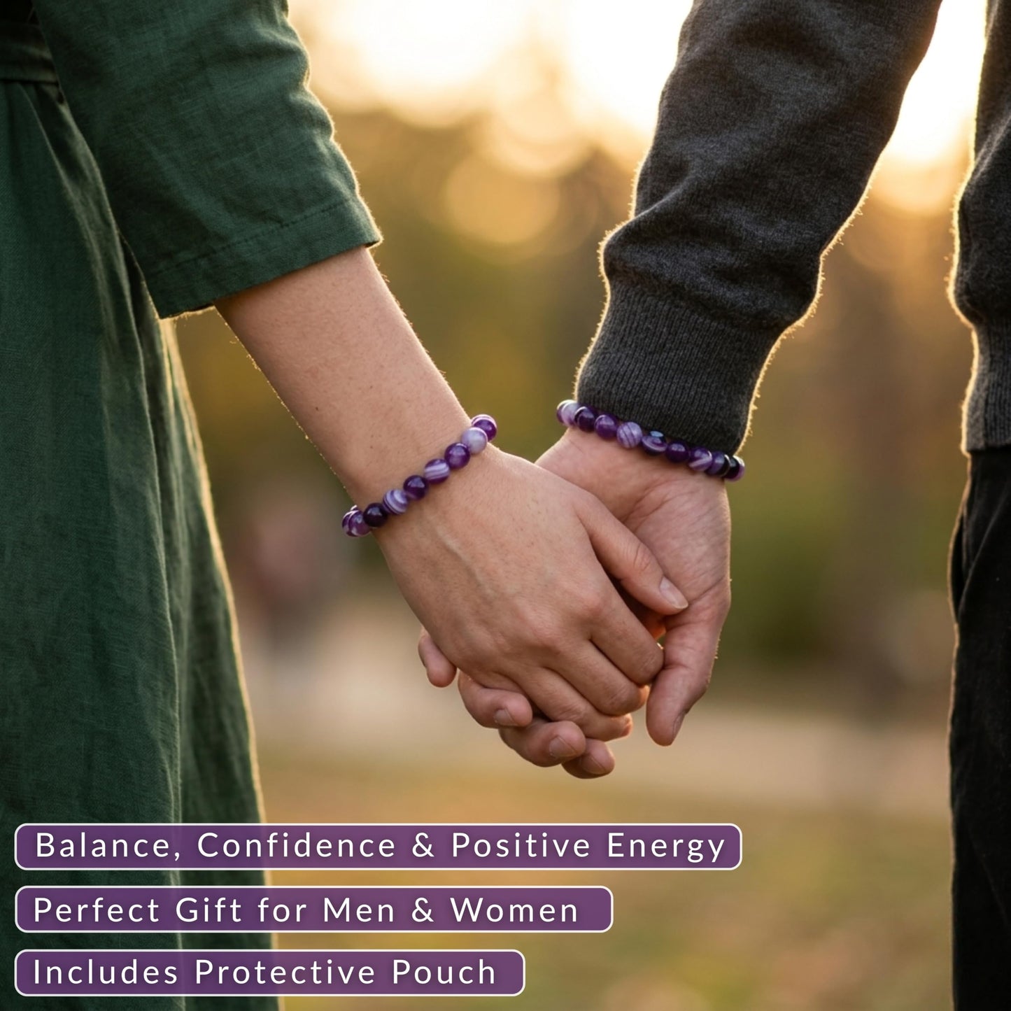 Cherry Tree Collection Lace Agate Purple Beaded Bracelet – Genuine 8mm Gemstone Stretch Bracelet for Men & Women – Handmade Crystal Bracelet - (Lace Agate Purple - S)