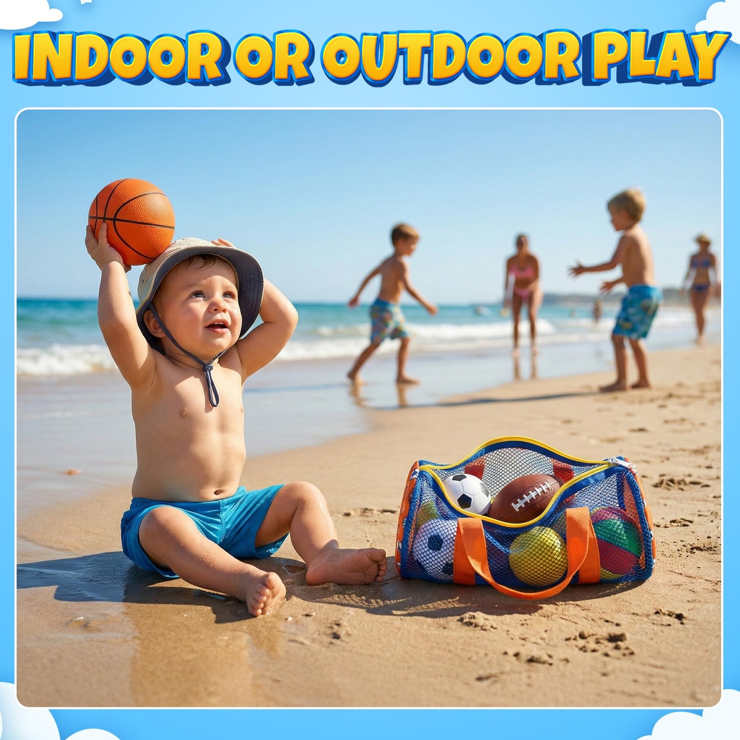 KiddieLoot Sports Balls for Toddlers 1-3, 6 Piece Soft Sports Balls with Soccer, Basketball, Football, Baseball, Tennis & Volleyball - Toddler Boys & Girls Ball Toy Gift
