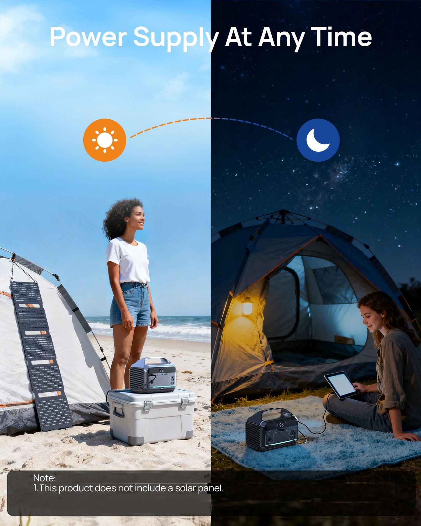 Portable Power Station, 288Wh (90,000mAh) LiFePO4 Battery, 350W (600W Peak) Power Bank with AC Outlet, Mini Solar Generator 7-Port Design, 2.1Hrs Fast Charing for Emergency, Hurricane (Solar Optional)