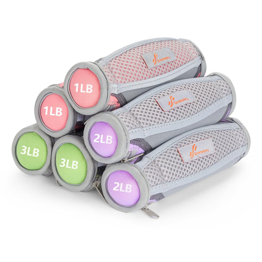 Sportneer Hand Weights for Women, Walking Weights Set 6pcs (1lb, 2lb, 3lb Each) Soft Dumbbells with Hand Strap for Home Workout, Running, Physical Therapy, Aerobics