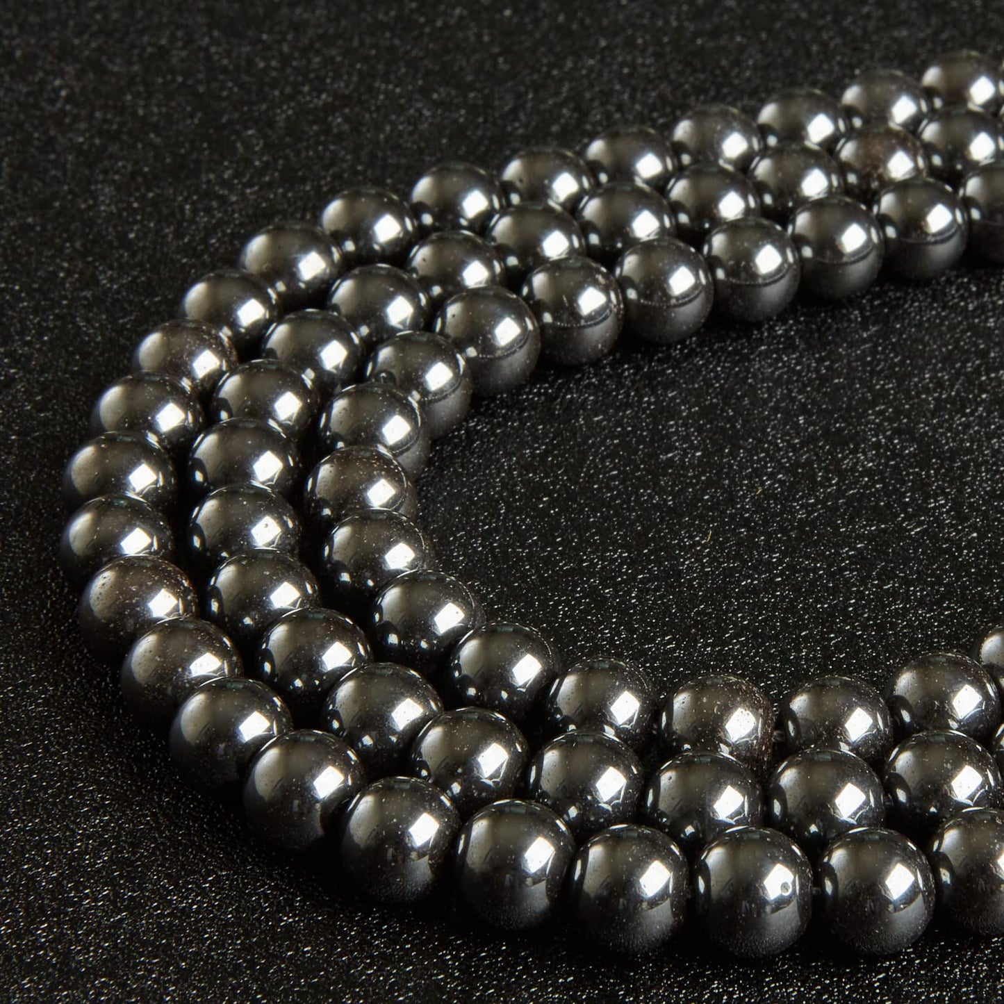 60pcs 6mm Black Hematite Beads Natural Gemstone Beads Round Loose Beads for Jewelry Making
