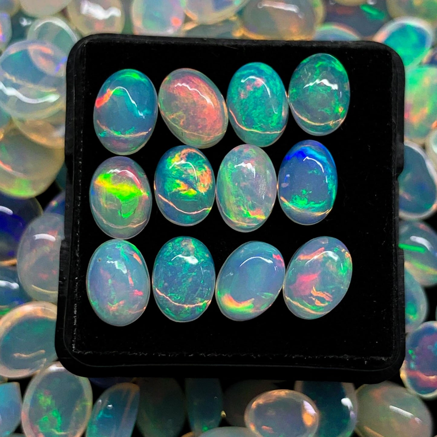 Natural 5Pcs AAA Calibrated Ethiopian Opal Gemstones Cabochons Lot 5x7 MM Multi Fire Welo Opal Stones for Jewelry Making Supplies Healing Crystals Gems Loose Gemstones