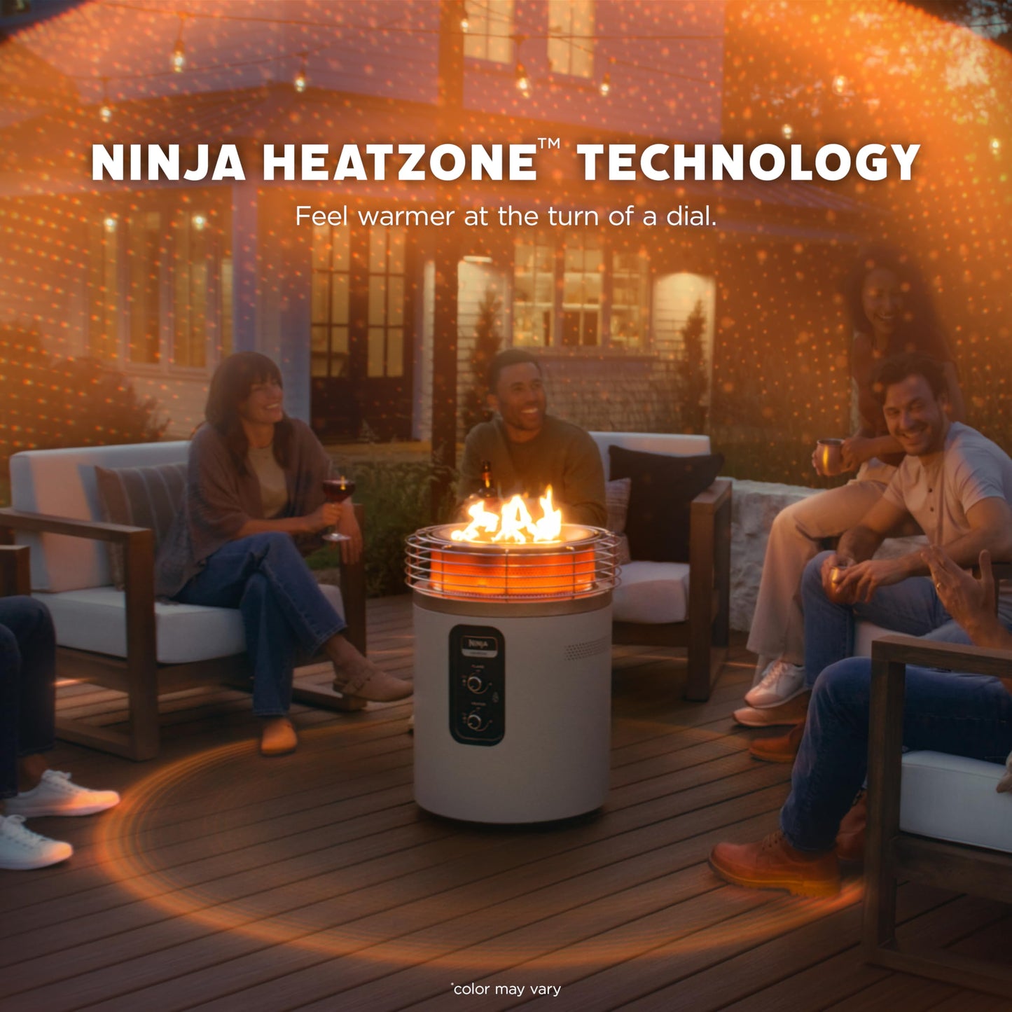 Ninja Fireside360™ Outdoor Heater & Fire Pit | 3 Modes: Flame, Heat, Flame & Heat | Portable for Patio, Deck, Camping, Beach | Easy Control Smokeless Flames | Push to Start Ignition | Black | OF101BK