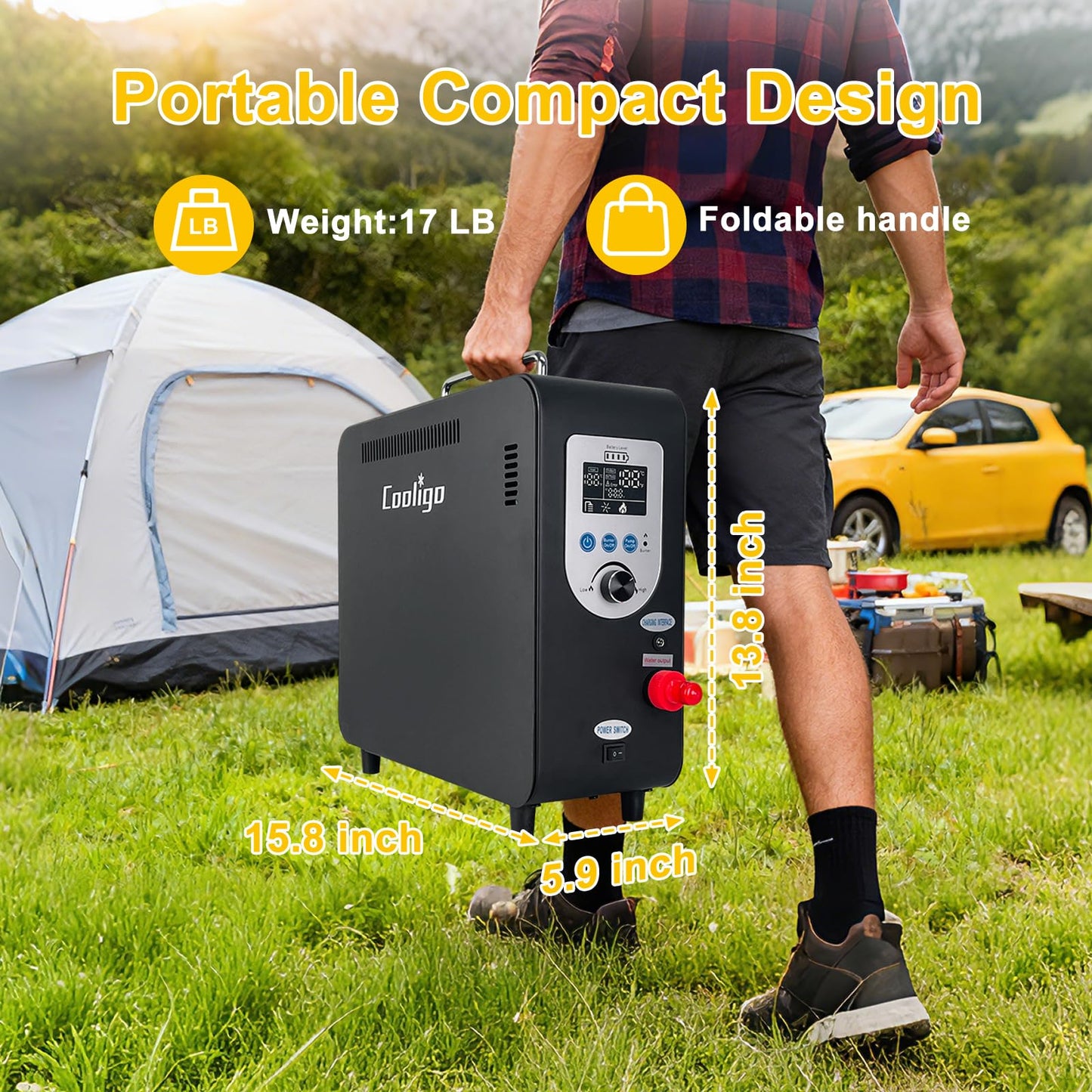 Portable Propane Water Heater for Camping Shower, 40,900 BTU 4500mAh Rechargeable Battery, Tankless Water shower for Outdoor Shower with Pump, Table Top Camp Water Heater for Camping and Vacationing
