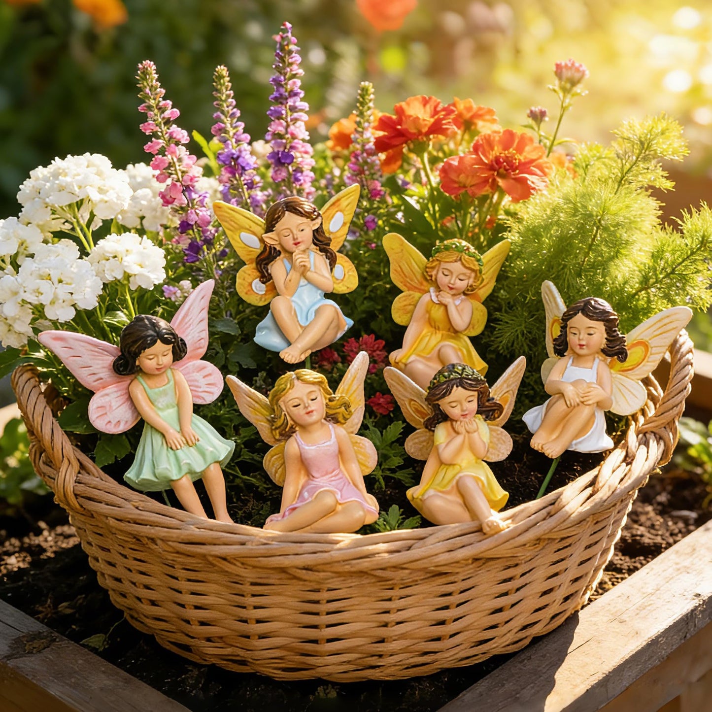U WONDERFUL Miniature Fairy Figurines - 6Pcs Mini Fairies for Fairy Garden & Tiny Elf Garden Accessories for Home Outdoor Yard Lawn Supplies Flower Pot Decor