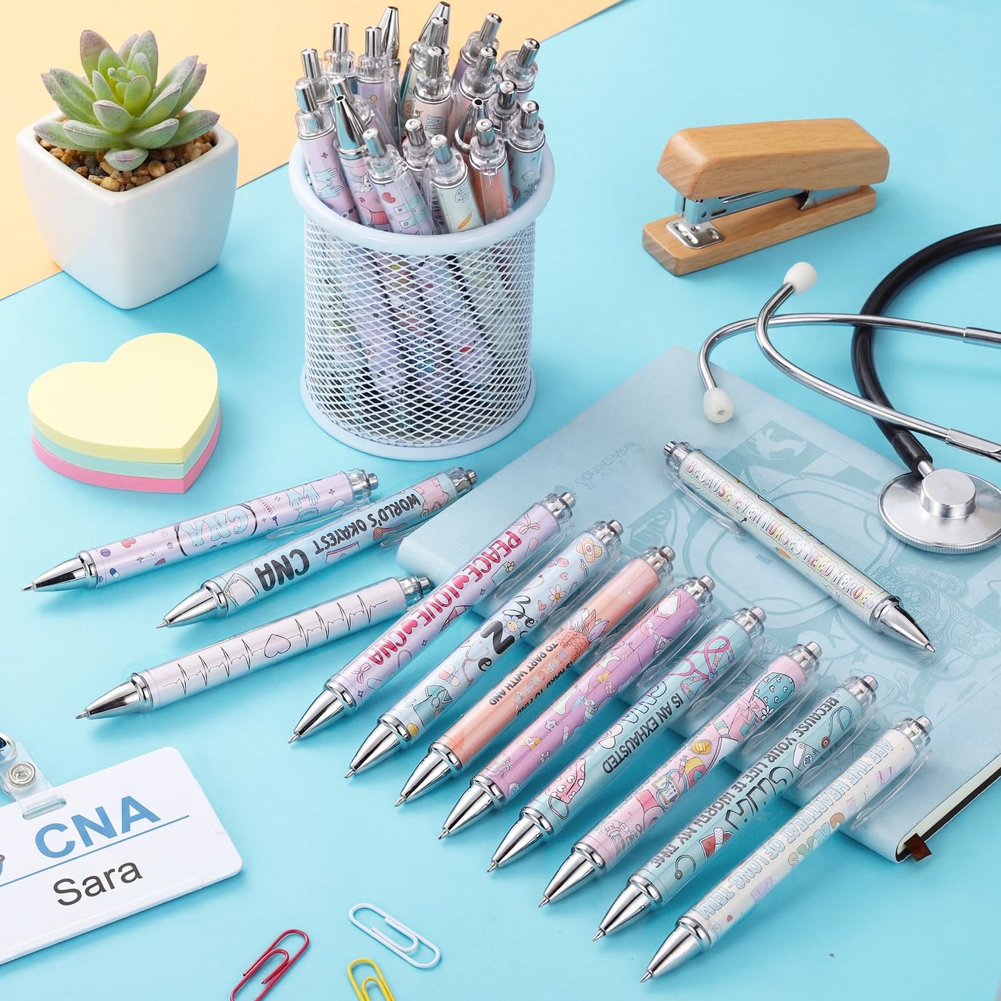 Sayglossy 36 Pcs Nurse Week Essentials CNA Week Gifts Bulk Certified Nursing Assistant Appreciation Gifts Ballpoint Pens for Women Men Black Ink Pens for CNA RN Nursing Student Graduation Office