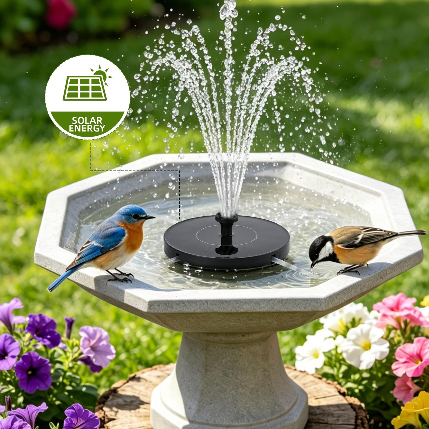 Solar Water Fountain for Bird Bath Solar Pump for Fountain New Upgraded Mini Solar Powered Fountain Pump with 6 Nozzles Free Standing Solar Panel Kit Water Fountain for Garden Outdoor Garden