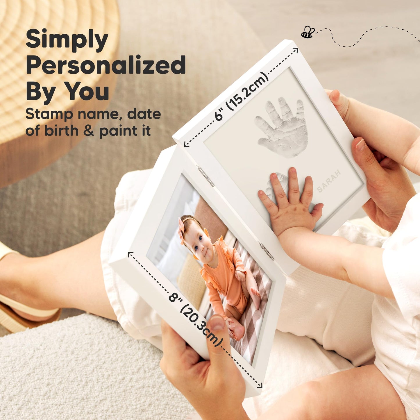 Baby Hand and Footprint Kit - Quick Dry Clay for Newborn Keepsake Feet and Handprint, Nursery Picture Frame, Cat Dog Paw Print Kit,Personalized New Mom Gifts for Baby Showers & Registry(Alpine White)