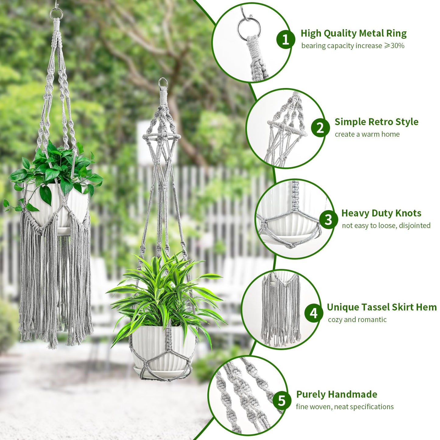 SFENNGPET Macrame Plant Hangers, 6Pack Hanging Planters for Indoor Plants w/ 6 Set Hangers Kit Handmade Macromay Plant Hangers Indoor Flower Pots Holder Stand for Boho Home Décor (POTS NOT Included)