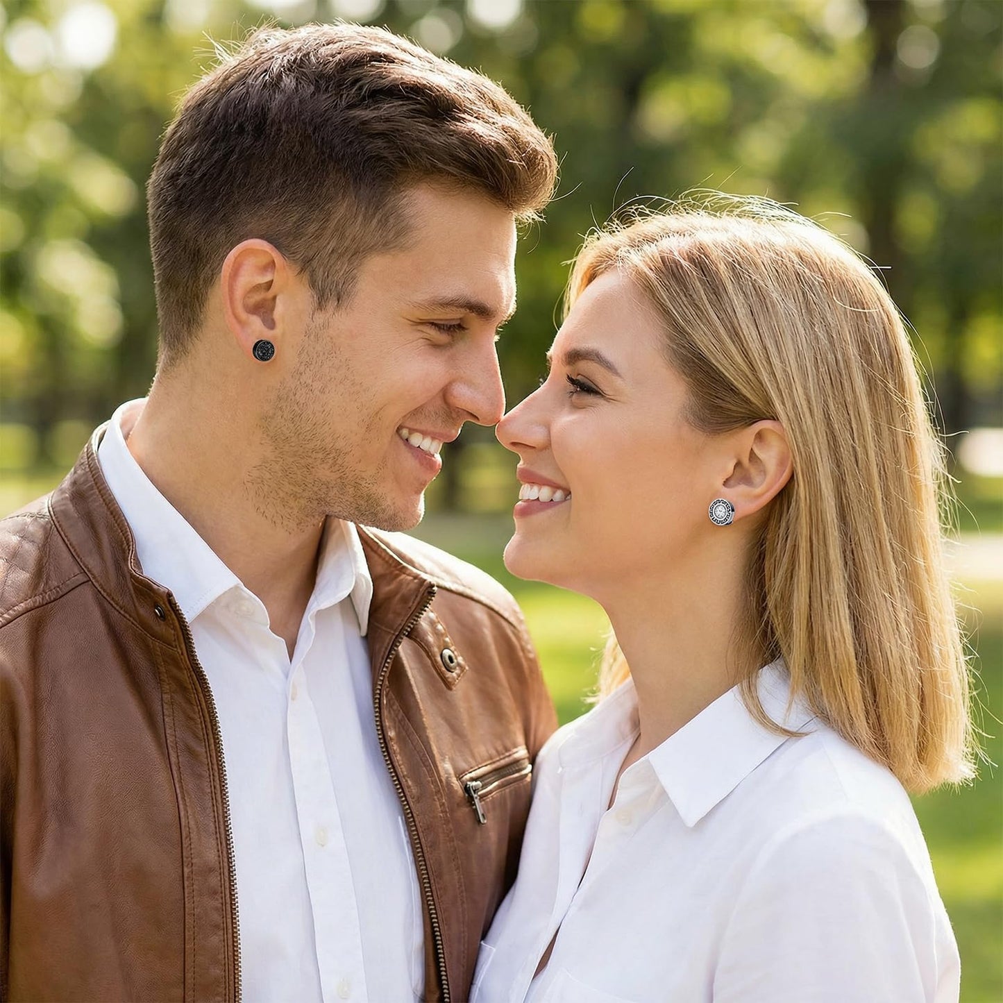 JJUNW 9Pairs Fake Gauge Earrings|, Earrings Studs Round Faux Gauges, Stud Earrings Stainless Steel Illusion Tunnel Plug for Women Men