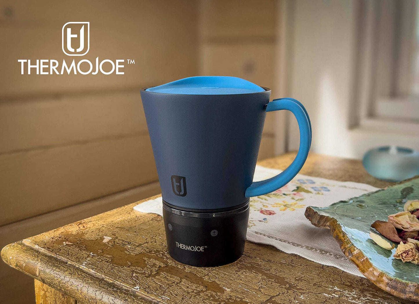 Thermojoe 14 Oz. Rechargeable Heated Smart Thermo Mug for Coffee and Tea with Temperature Control