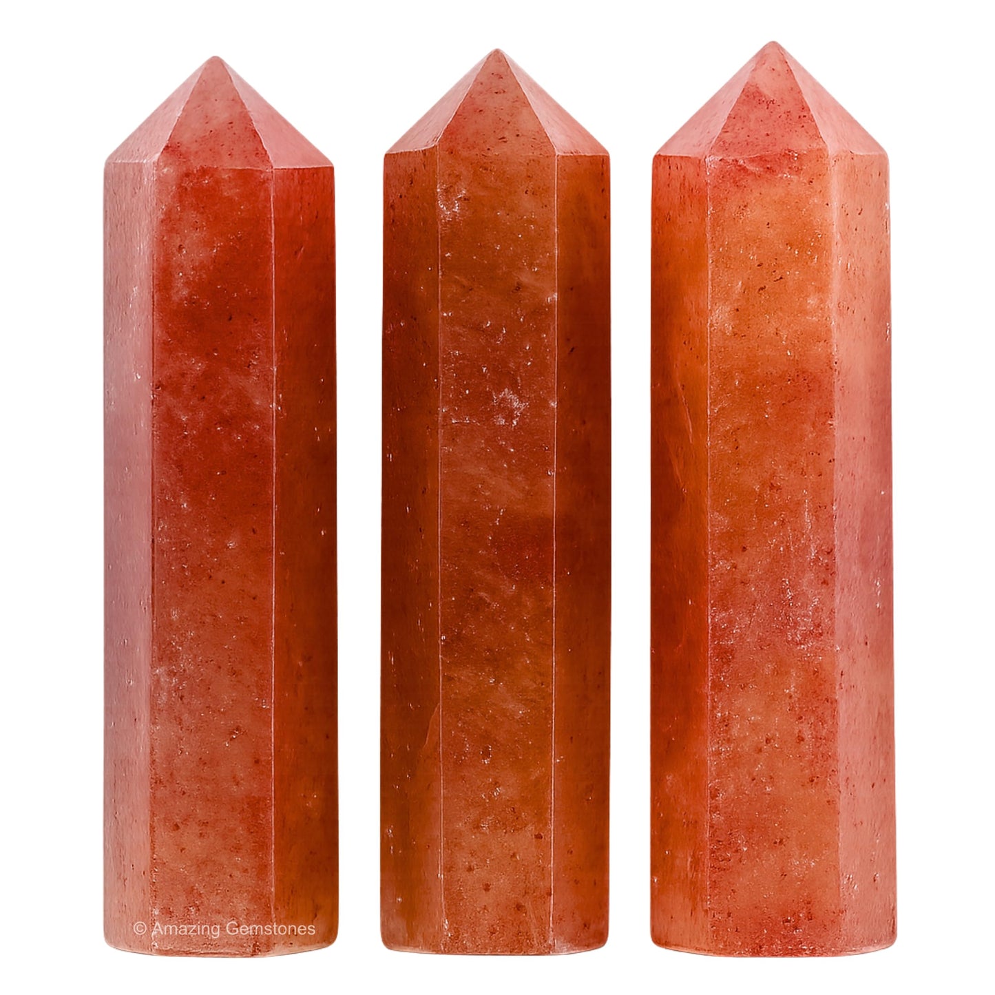 Amazing Gemstone Strawberry Quartz Crystal Points Bulk Healing Crystals and Stones - Pack of 3 Single Terminated Healing Wand Point Bulk Crystals for Crafts, Crystal Grid, DIY Work GIF