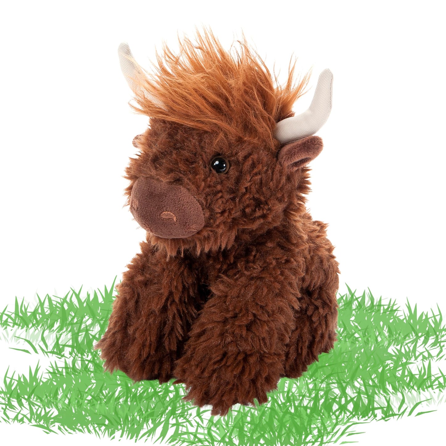 The Petting Zoo Highland Cow Plushie Stuffed Animal, Gifts for Kids, Wild Onez Wildlife Animals, Brown Cow Plush Toy, 9 inches
