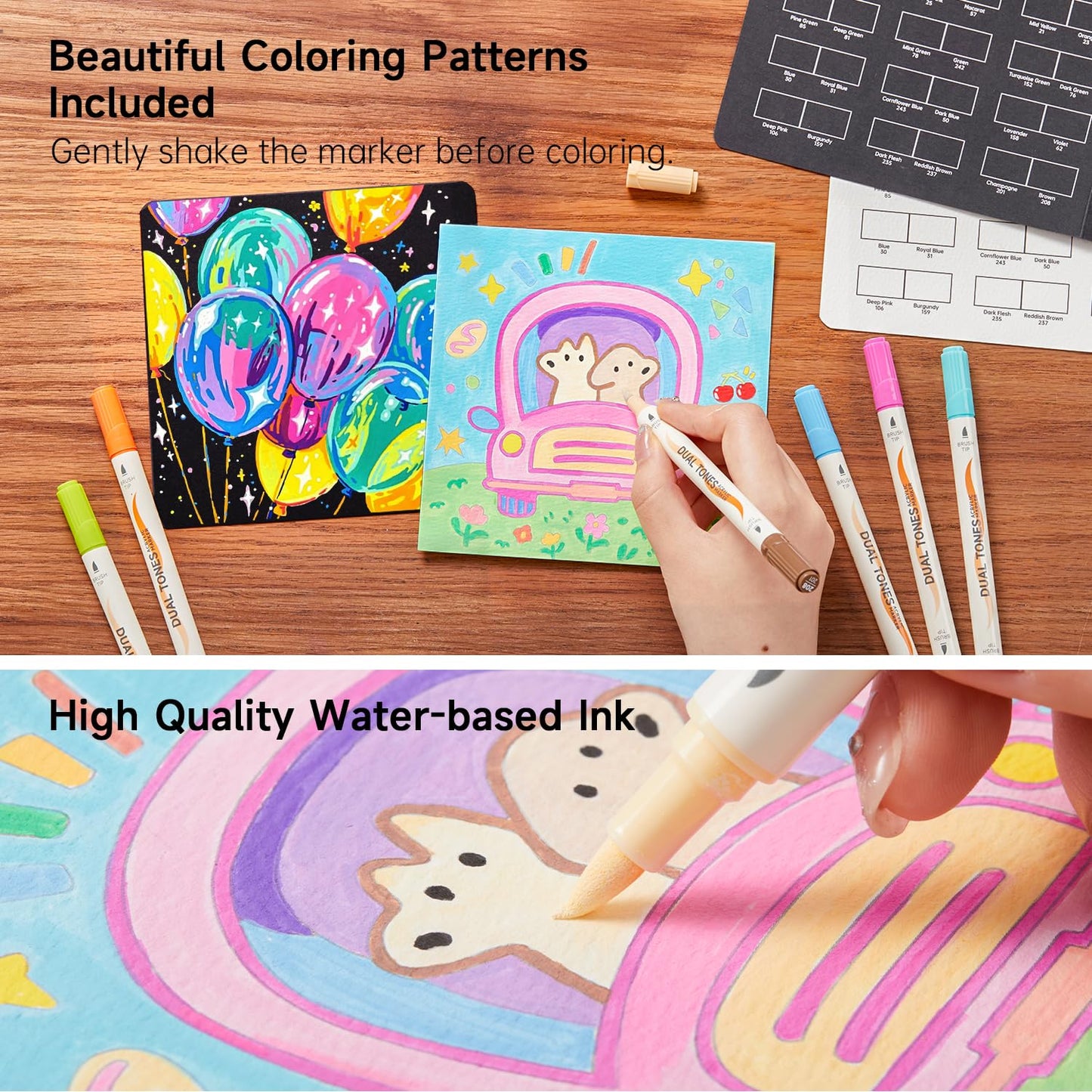 Shuttle Art 48 Colors Dual Tone Acrylic Paint Markers, 24 Pack Acrylic Paint Pens Set for Rock Painting, Ceramic, Wood, Canvas, Glass, Stone, Fabric, Card Making, DIY Crafts & Art Supplies