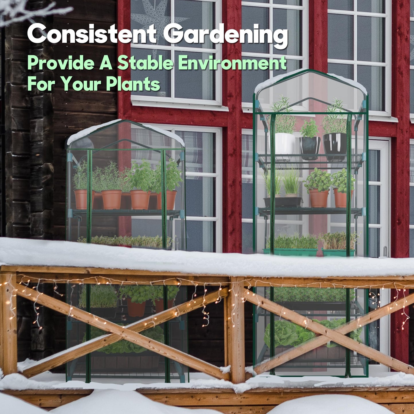 KOL 4-Tier Mini Greenhouse - PVC Clear Cover & Steel Frame - Portable Small Green House for Indoor & Outdoor Use - Grow Plants, Seedlings, Herbs