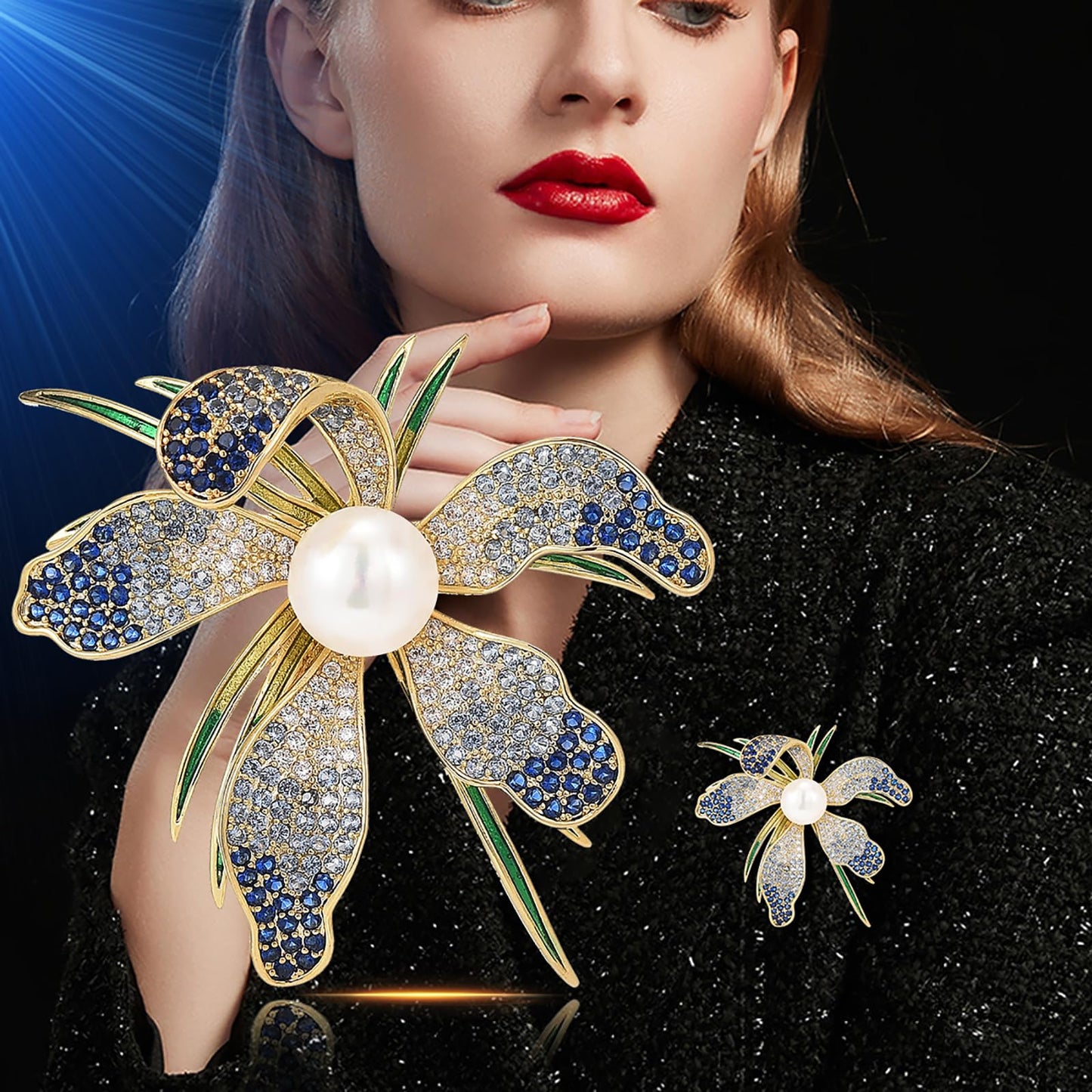 AILONMEI Brooches Jewelry for Women Fashion, Elegant Designer Costume Corsage Pearl Brooches & Pins Christmas Gift(Magnolia Flower)