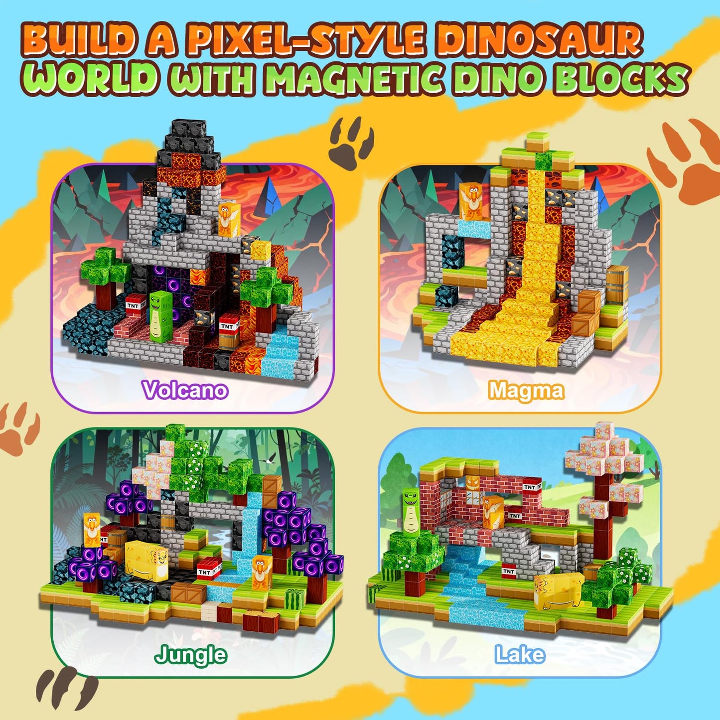 Belveora Magnetic Building Blocks - 154 PCS Large 1 Inch Magnet Cubes, STEM Construction Set for Kids Ages 3 4 5 6 7 8 9 10, Sensory Montessori Toys for Boys & Girls Easter/Christmas/Birthday Gift