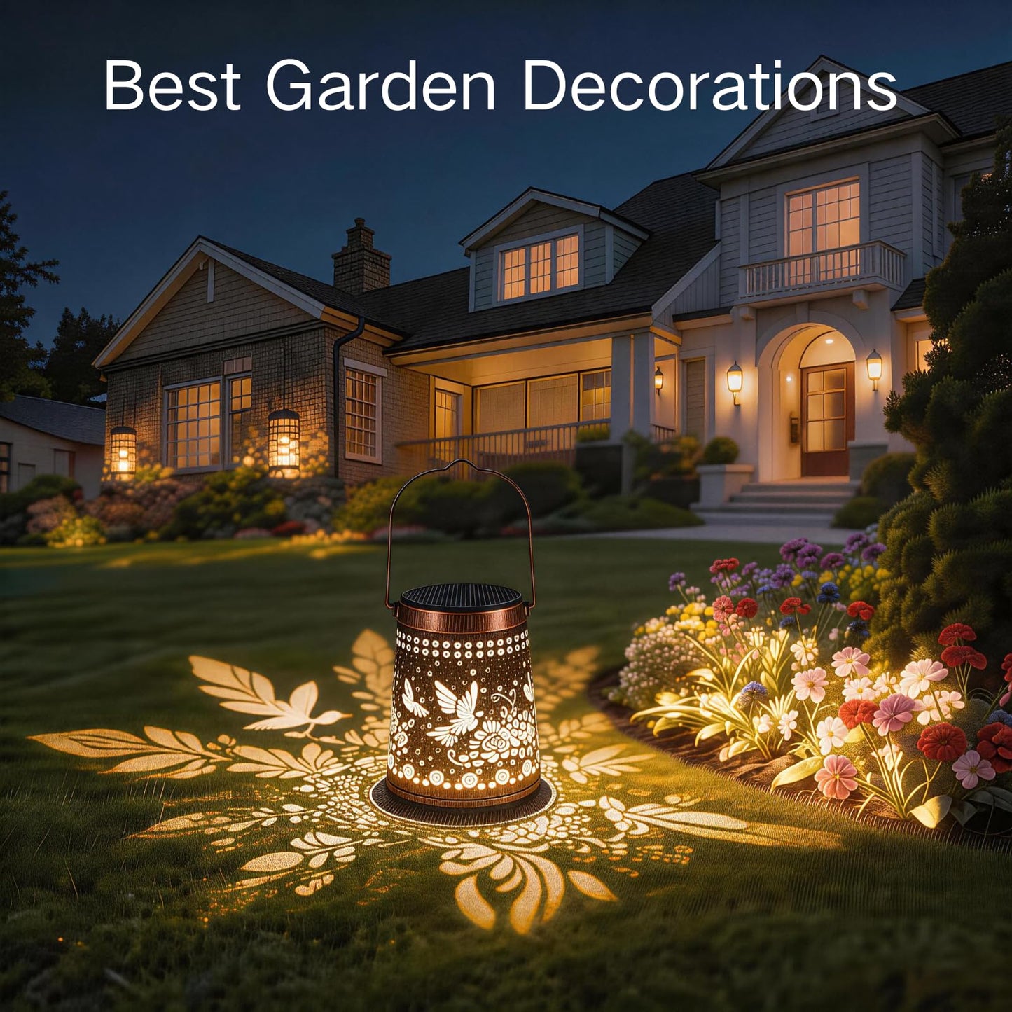 2 Pack Solar Lanterns Outdoor Waterproof Birthday Gifts for Women Mom Grandma, Hollowed-Out Metal Hummingbird Hanging Solar Lantern Lights Outdoor Decor, 2 Modes Lights Decor for Yard, Patio