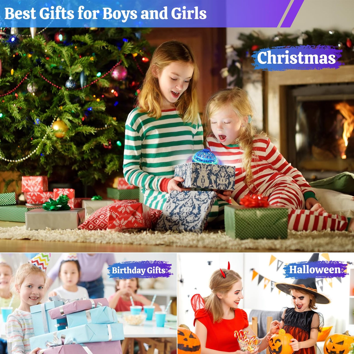 Flying Ball Toy for Kids, Hand Controlled Boomerang Orb Throw-Proof Durable Mini Fly Spinner Led Lights Magic Ball Shining Cool Toys Birthday Gifts for 7 8 9 10+ Year Old Boys Girls