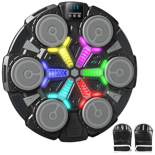 Music Boxing Machine for Kids, Wall Punching Pad with Gloves, 3 Speed Modes, Bluetooth, Smart, Beat Lights, Home Workout Training Boxing Equipment Sport Toys for Boys Girls Teen and Adults