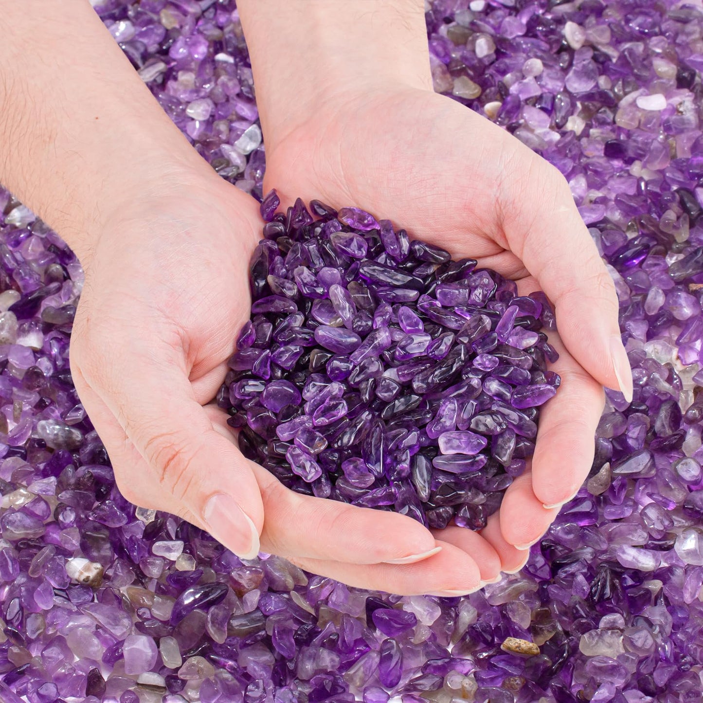 EZEELAI 0.88 Lb Amethyst Crushed Stones Crystal Quartz Chips, Natural Tumbled Stones Irregular Shaped Gravels Pebbles Healing Stones for Vases Filler, Aquarium Gravel Rocks, Succulent Plants Decor