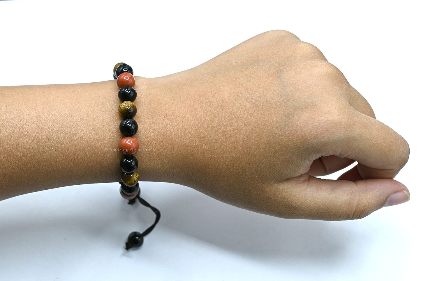 Amazing Gemstone Anti Bullying Manifestation Bracelets - Black Obsidian Tiger Eye Red Jasper Bracelet Set for Healing Calming Anxiety Stress Relief Gifts Pulseras Para Hombres Mujer (Adjustable)