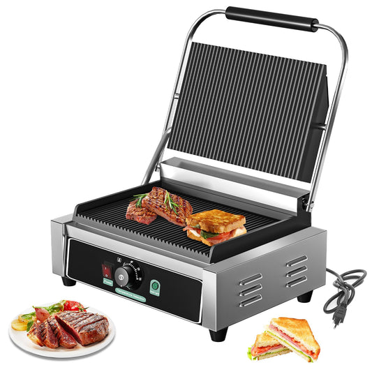 Culistra Commercial Panini Grill, 1700W Electric Sandwich Panini Maker, 50-300℃(120-570℉), Stainless Steel Sandwich Press Grill, for Catering, Restaurant, Snack Stand, CE Certified