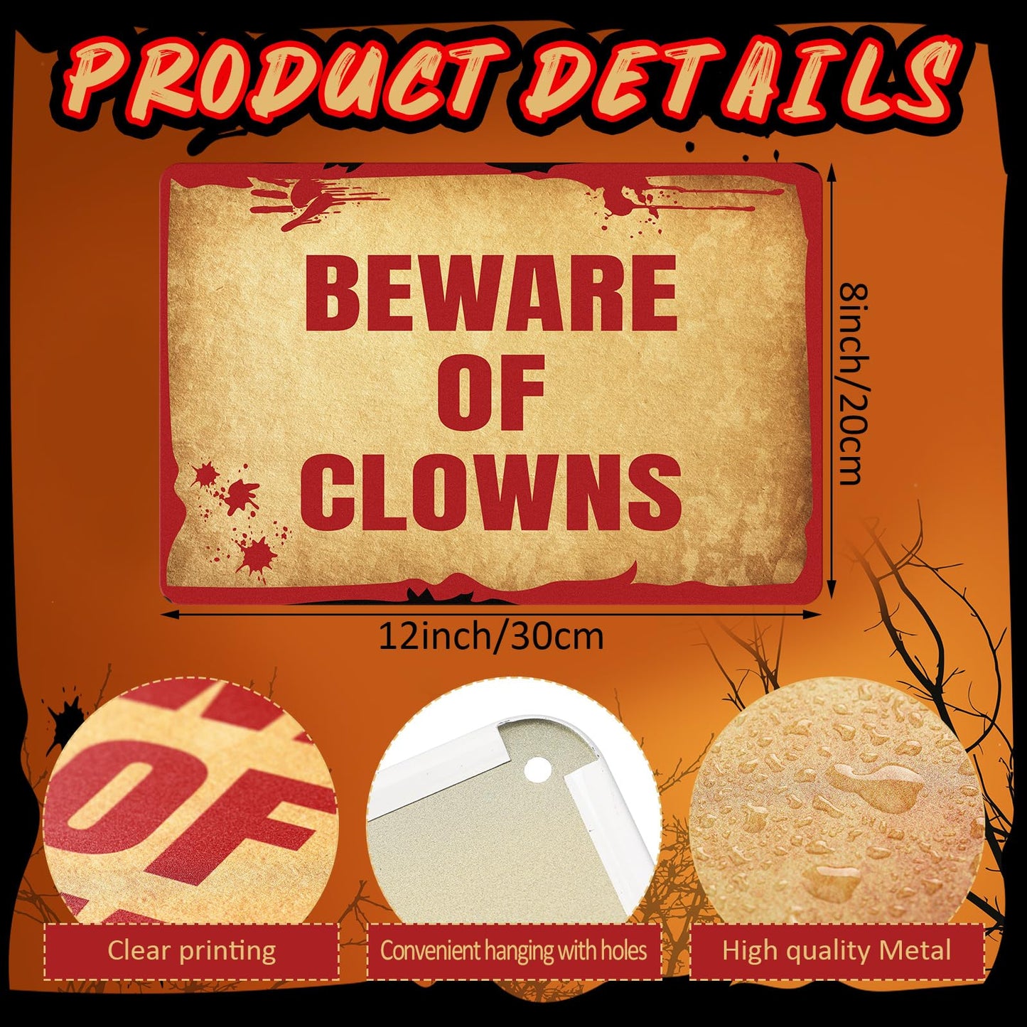 MorningRo 2 Pcs Halloween Clown Metal Signs Beware of Clowns and Creepy Carnival Metal Tin Signs Halloween Evil Circus Porch Sign for Carnival Party Clown Holiday Outdoor Indoor Decoration