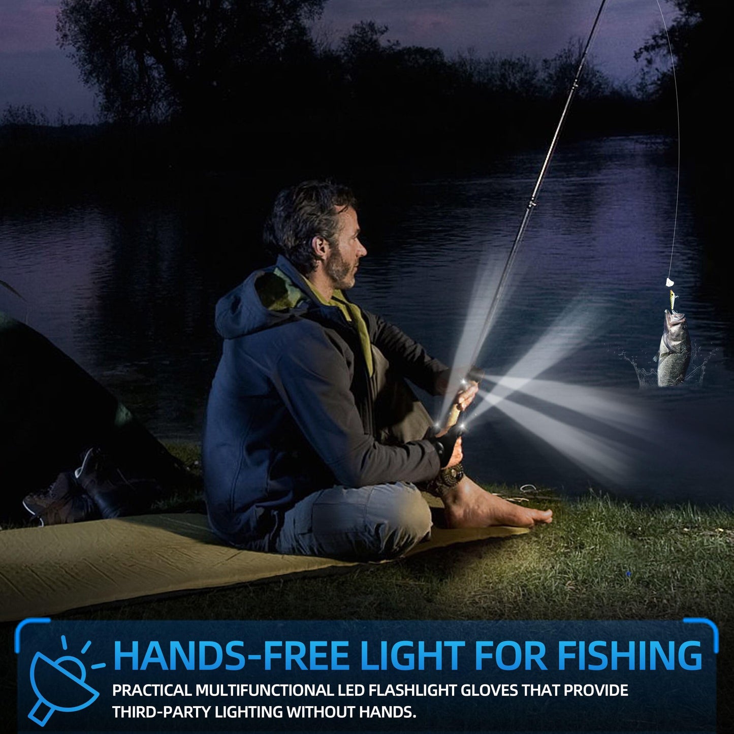 lucdnc Gifts for Men Stocking Stuffers for Adults LED Flashlight Gloves Cool Gadgets Tools Outdoor Hands Free Flashlights for Fishing Repairing Camping Unique Men Birthday Christmas Gifts