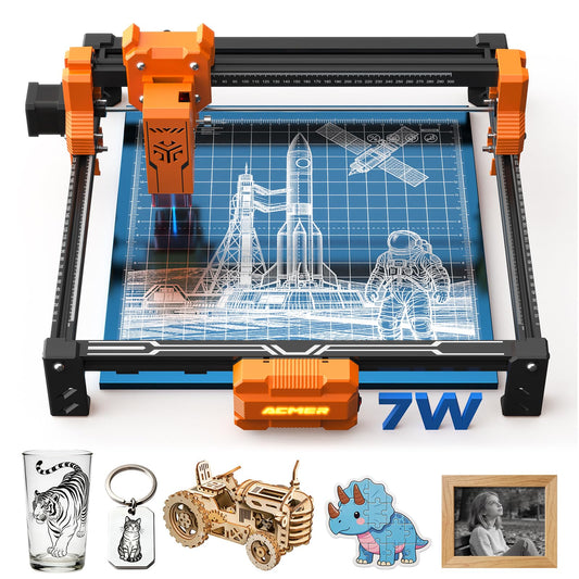 ACMER Laser Engraver Machine, 7000mW Laser Cutter, 0.01mm Precision, 300×300mm Engraving Area, 10000mm/min Speed, for Wood, Metal, Acrylic, Leather, DIY & Education