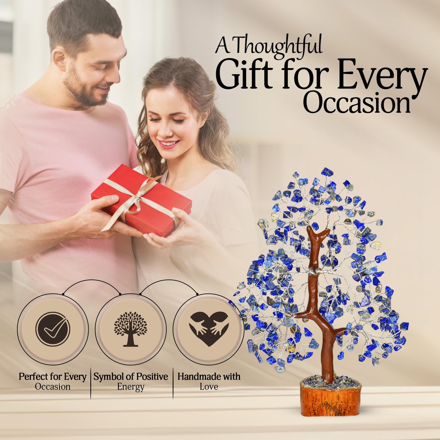 YATSKIA Lapis Lazuli Crystal - Crystal Tree - Feng Shui Decor - Tree of Life - Meditation Accessories - Desk Decorations, Spirtual Things, Good Luck Gifts