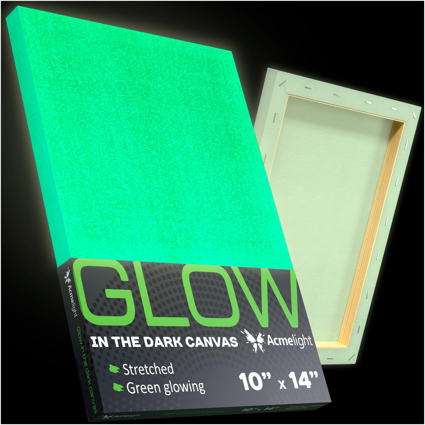 Acmelight Glow in the Dark Canvas Boards – 2 Pack of 10×14″ Painting Panels – Neon-Ready Art Canvases for Acrylic, Oil & Glow Paints – Art Supplies for Artists, Kids & Students