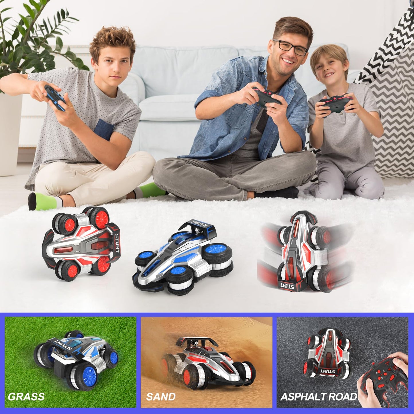 YEMIAI RC Stunt Car Drift Deformation Car, RC Stunt Toys for 4-7 Years, with Lighting and Music Toys for Birthday Gift, for Boys and Girls Ages 8-12