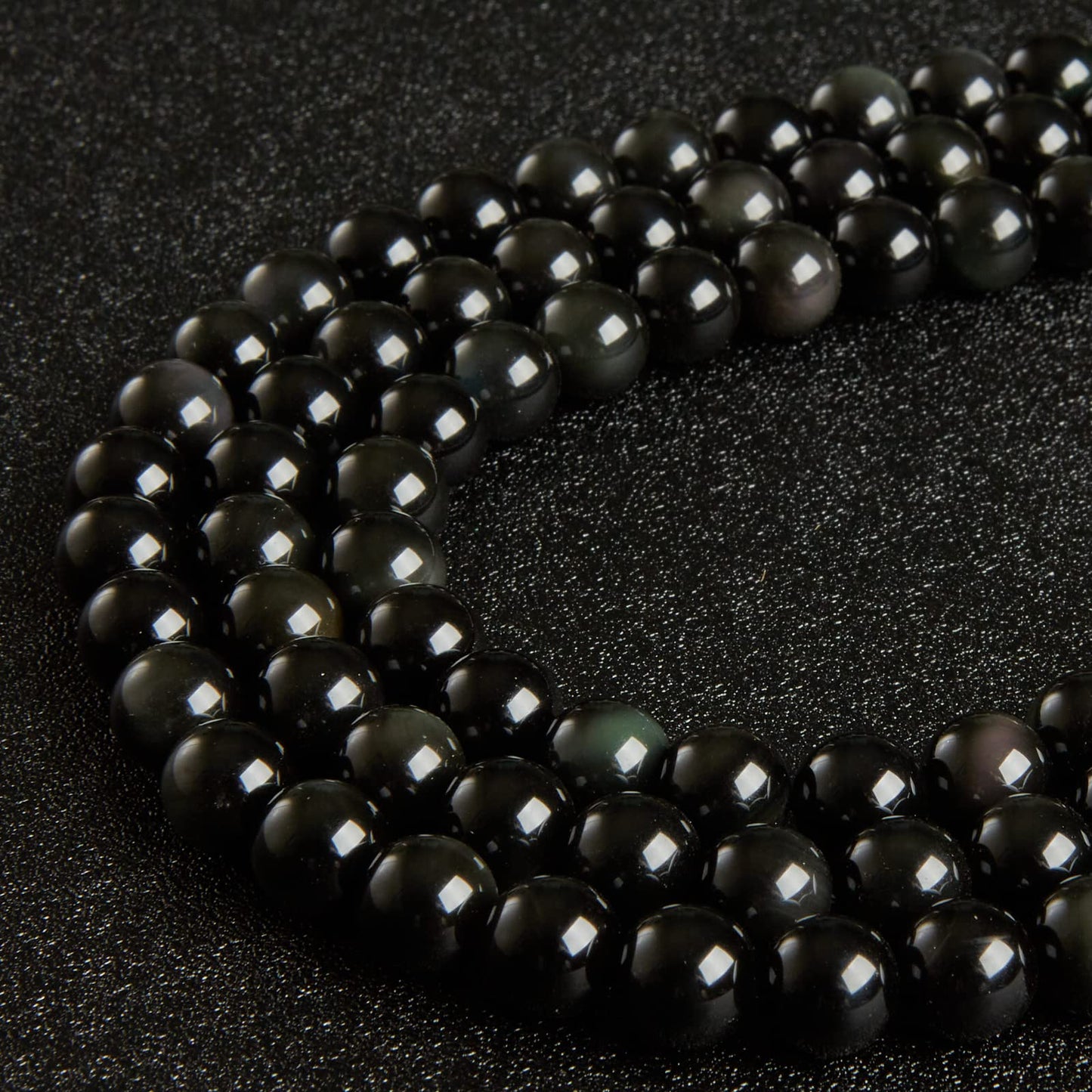 100pcs 8mm Black Obsidian Beads Natural Gemstone Beads Round Loose Beads for Jewelry Making